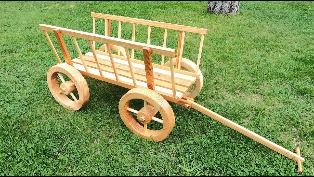 Drewniany wóz drabiniasty. Ozdoba ogrodowa.Majsterkowanie #26