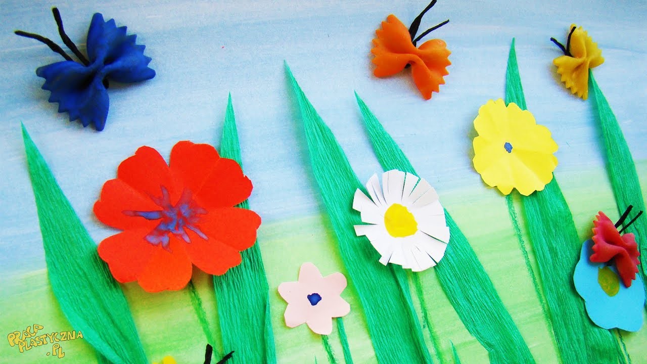 Łąka z motylami | Wiosenne kwiaty | Wiosna | Praca plastyczna. Spring crafts for preschoolers