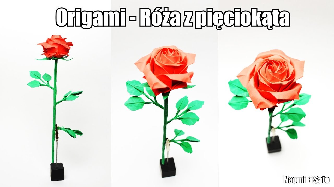 Origami - Róża z pięciokąta (REMAKE)