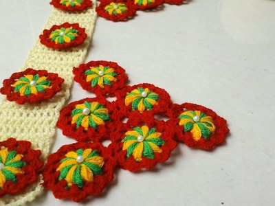 Tikiya design toran#crochet pattern #woolen.makram toran design #gate jhaller design