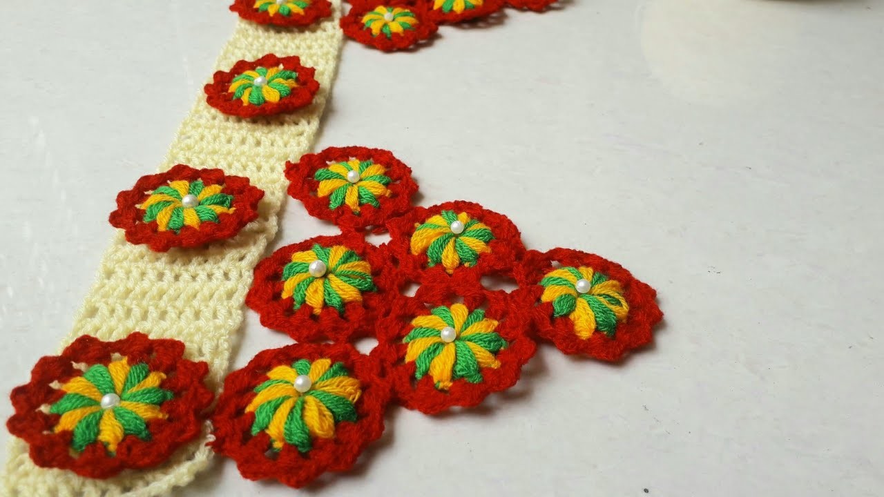 Tikiya design toran#crochet pattern #woolen.makram toran design #gate jhaller design