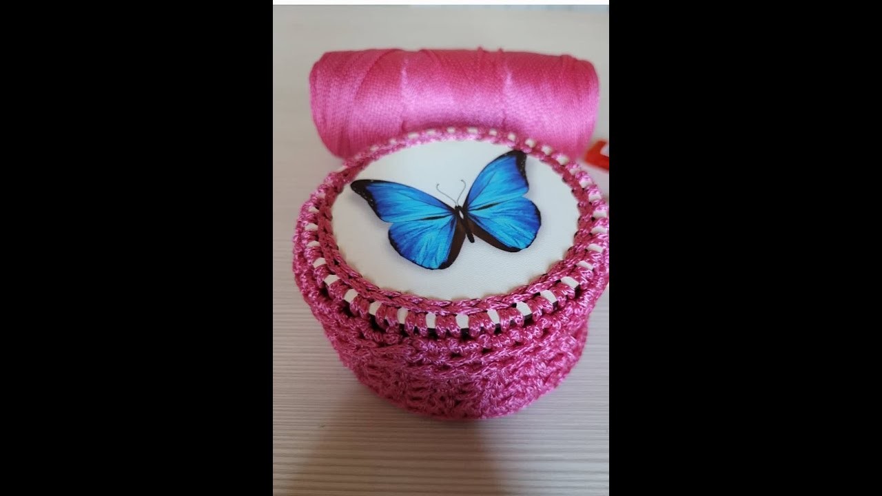 Cofanetto bomboniera butterfly#crochet basket#Корзина крючком из трикотажной пряжи.#cestatrapillo