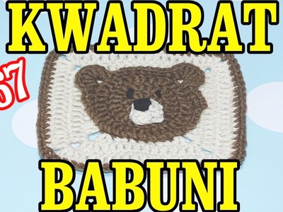 Kwadrat Babuni, Babciny kwadrat na szydełku z motywem misia, Granny Square crochet #67