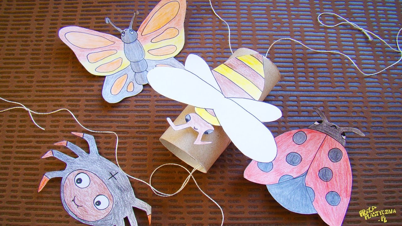 Wędrujące owady | Zabawka | Pająk, biedronka, pszczoła, motyl | Praca plastyczna. Insects crafts