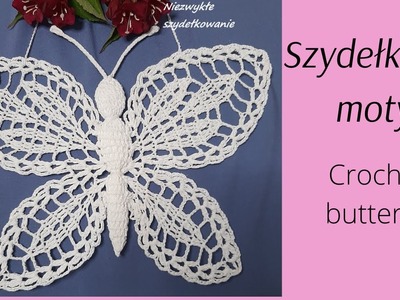 Ażurowy motyl 22 cm, szydełko.  Crochet butterfly. @niezwykleszydelkowanie