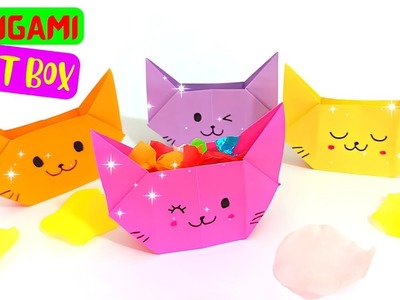 Origami cat box _ paper cat box _ origami box _ paper box