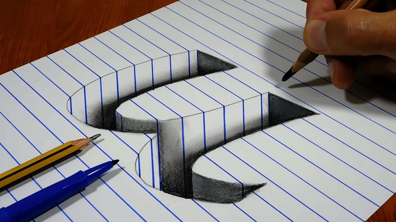 Drawing u Hole in Line Paper   3D Trick Art