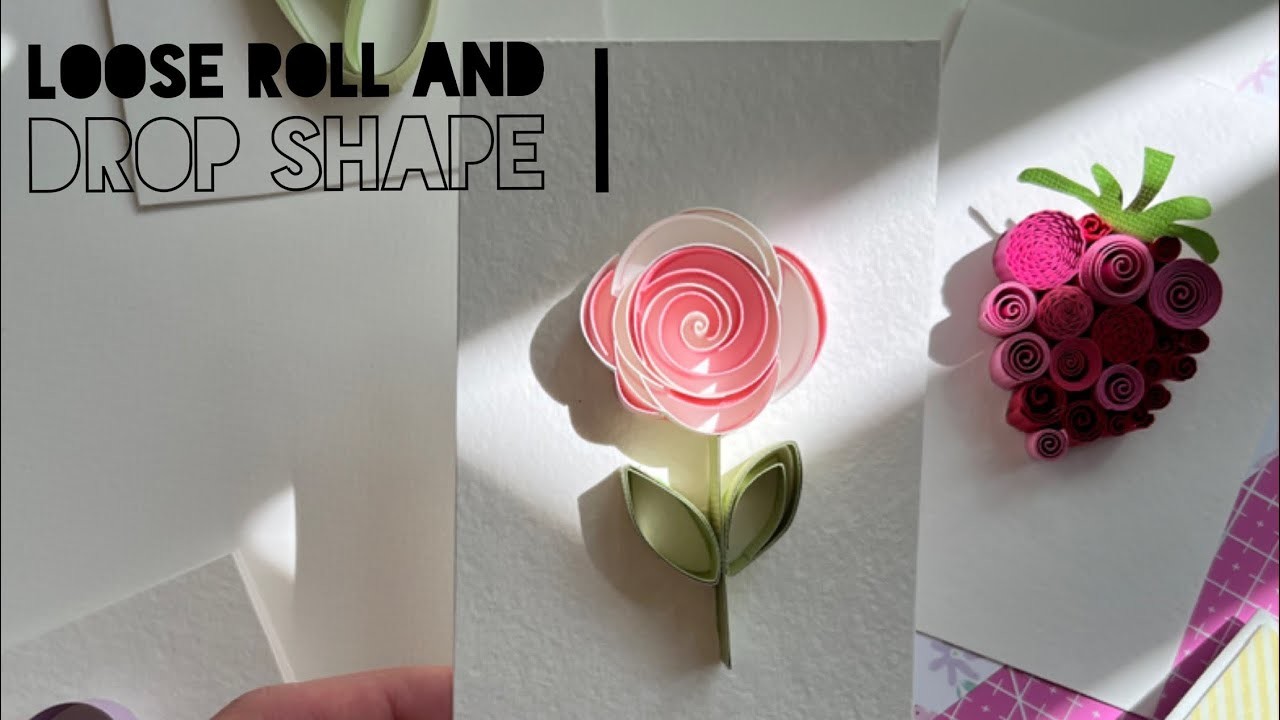 Quilling Basic shapes. Paper rose. Easy Art. Greeting card. Контурный квиллинг