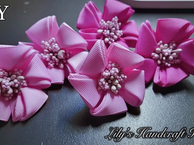DIY ribbon flower.手作髮飾.Mk.Flor de fita