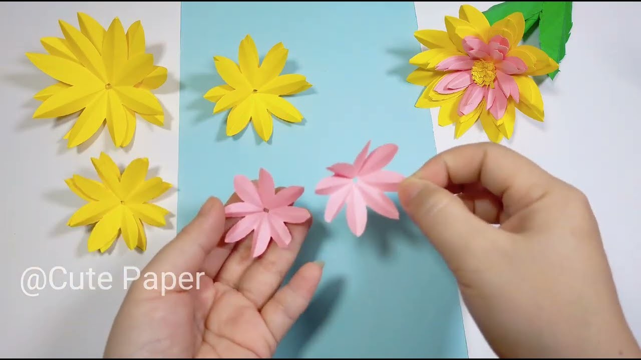 How To Make 3D Beautiful Paper Flowers Easy - Flower Making With Paper