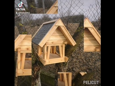 Karmnik dla ptaków DIY woodwork ptaki bird feeder vogelhaus zrób to sam do ogrodu dekoracja ozdoba