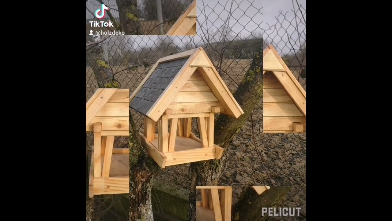 Karmnik dla ptaków DIY woodwork ptaki bird feeder vogelhaus zrób to sam do ogrodu dekoracja ozdoba