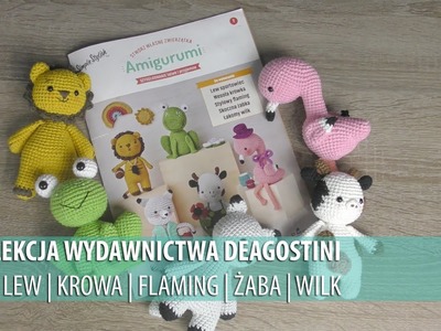 #7 DeAgostini - kolekcja maskotek Amigurumi - Lew, Krowa, Flaming, Żaba, Wilk