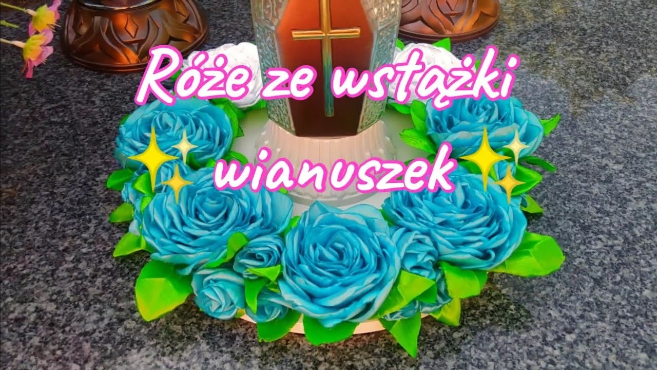 Róże ze wstążki. Wianuszek.