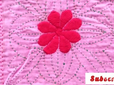 Hand embroidery nice nokshi kantha design. flower design.