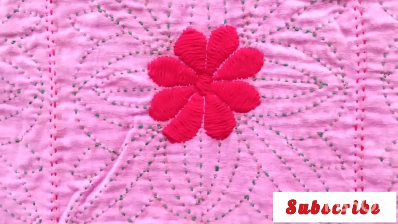 Hand embroidery nice nokshi kantha design. flower design.
