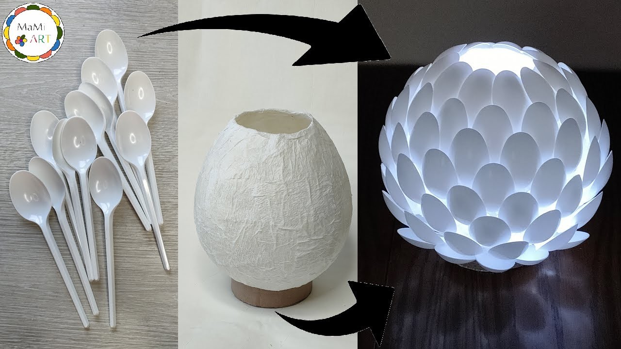 Jak zrobić Lampę z plastikowych łyżeczek✨   Craft Home Decoration Idea ✨