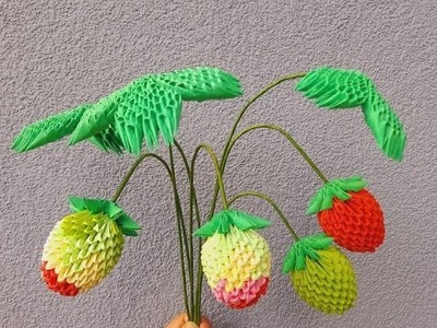 Origami modułowe 3D - Truskawka mały owoc (część I) Modular 3D origami - Strawberry little fruit