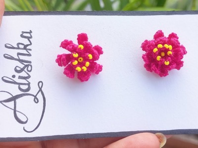 How to make simple crochet flower earrings | DIY Beautiful Jewelry tutorial | क्रोशै HINDI