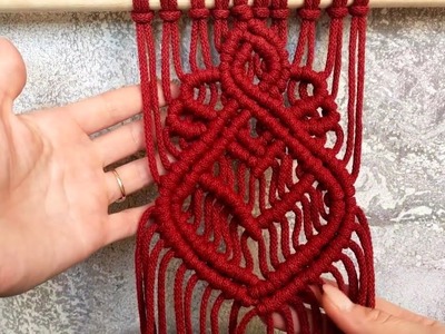 Makrama piękny unikatowy wzór węzeł żebrowy. Using Double Half Hitch Knots tutorial DIY #macrame