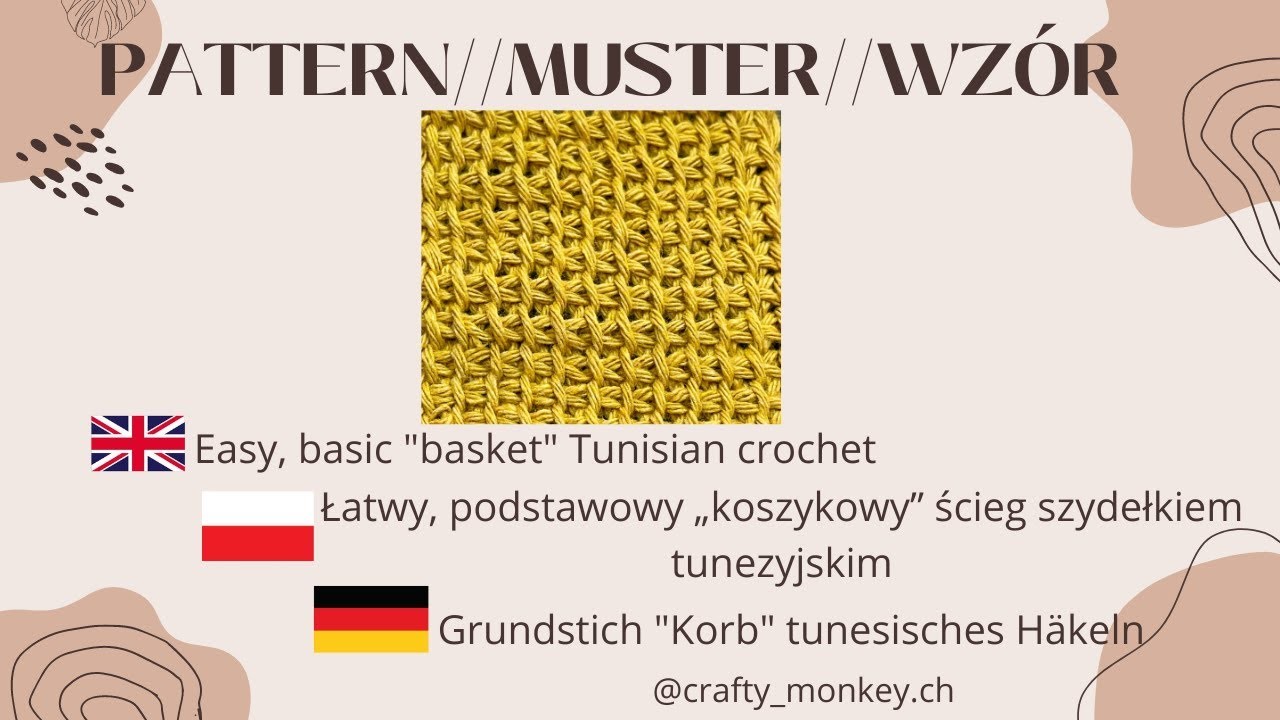 Basic Tunisian Crochet. Podstawowy ścieg szydełkiem Tunezyjskim. Grundstich Tunesisch Häkeln