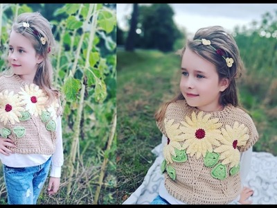 Sweter na szydełku dla dziewczynki czesc 1 - Słonecznik - Crochet sueter for girl part 1 - sunflower