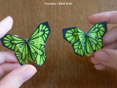 Origami Kelebek Çizimi ????|  Kitap Ayracı Yapımı | Origami Butterfly Making ???? Drawing DIY