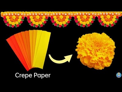 Crepe Paper MarieGold Flower | Crepe Paper flower | How to make MarieGold flower | MarieGold flower