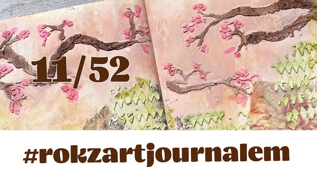 Kwitnące wiśnie, czyli #rokzartjournalem 11.52 | Bez gadania | Art journal with me, no talking