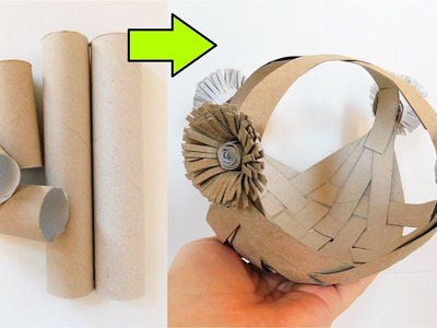 Koszyczek DIY z Papierowych Rolek. Pomysł na Rękodzieło z Rolek po Papierze Toaletowym