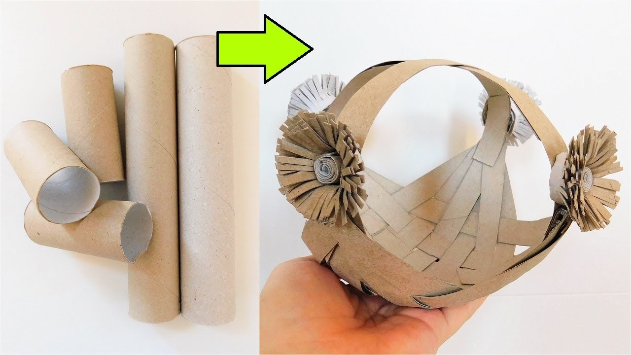 Koszyczek DIY z Papierowych Rolek. Pomysł na Rękodzieło z Rolek po Papierze Toaletowym