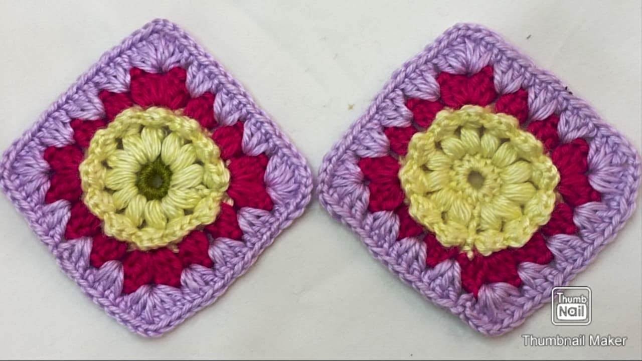 How to make crochet flowers | Crochet Granny Square  | Knitting design Tutorial