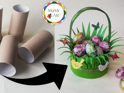 KOSZYK  Z PAPIEROWYCH ROLEK! | DIY  Pomysł na Rękodzieło z Rolek po Papierze Toaletowym